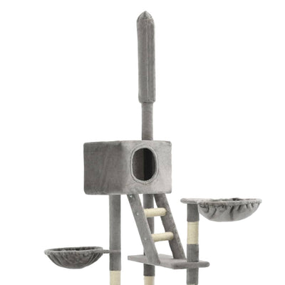 vidaXL Cat Tree with Sisal Scratching Posts 230-260 cm Grey
