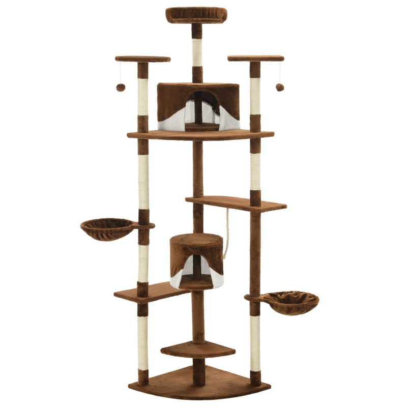vidaXL Cat Tree with Sisal Scratching Posts 203 cm Brown and White