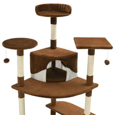 vidaXL Cat Tree with Sisal Scratching Posts 203 cm Brown and White