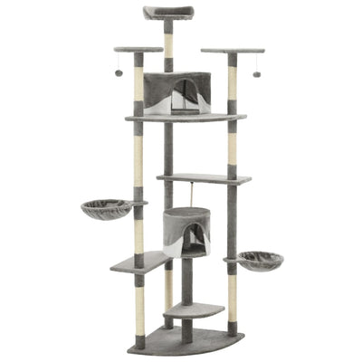 vidaXL Cat Tree with Sisal Scratching Posts 203 cm Brown and White