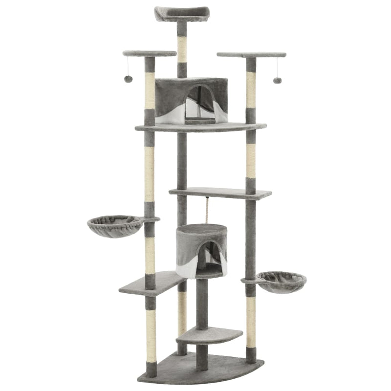 vidaXL Cat Tree with Sisal Scratching Posts 203 cm Brown and White