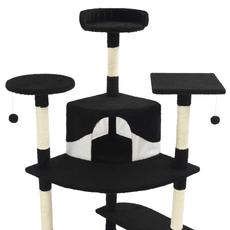 vidaXL Cat Tree with Sisal Scratching Posts 203 cm Brown and White