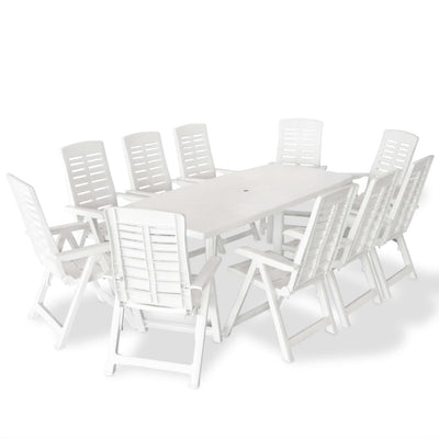 vidaXL 11 Piece Outdoor Dining Set Plastic Green