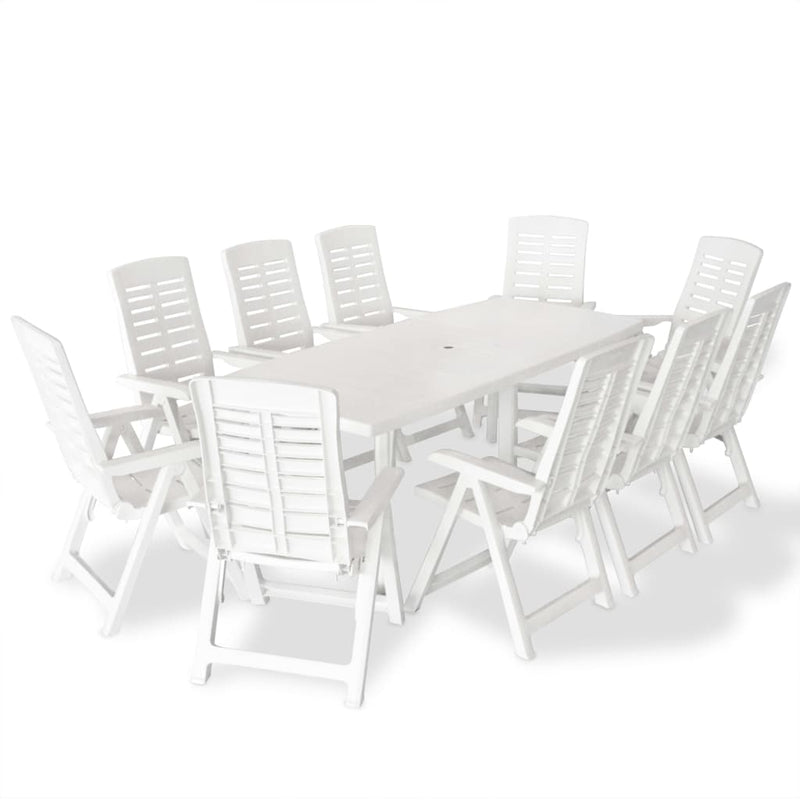 vidaXL 11 Piece Outdoor Dining Set Plastic Green