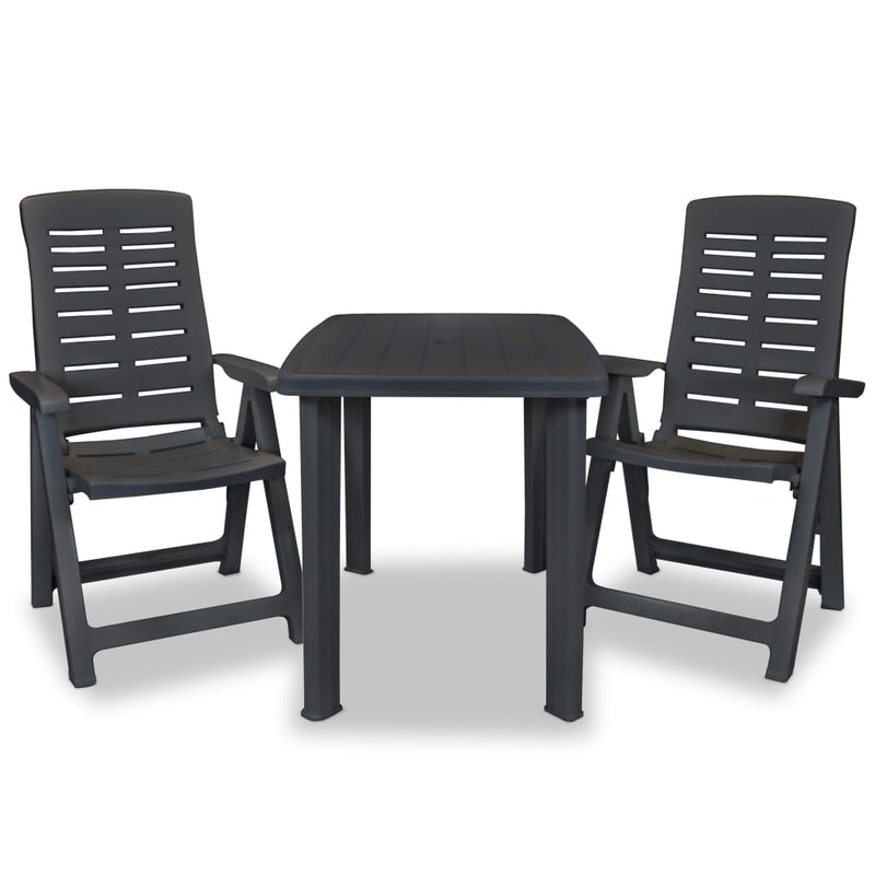 vidaXL 3 Piece Bistro Set Plastic Anthracite