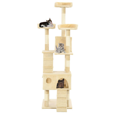 vidaXL Cat Tree with Sisal Scratching Posts 170 cm Beige