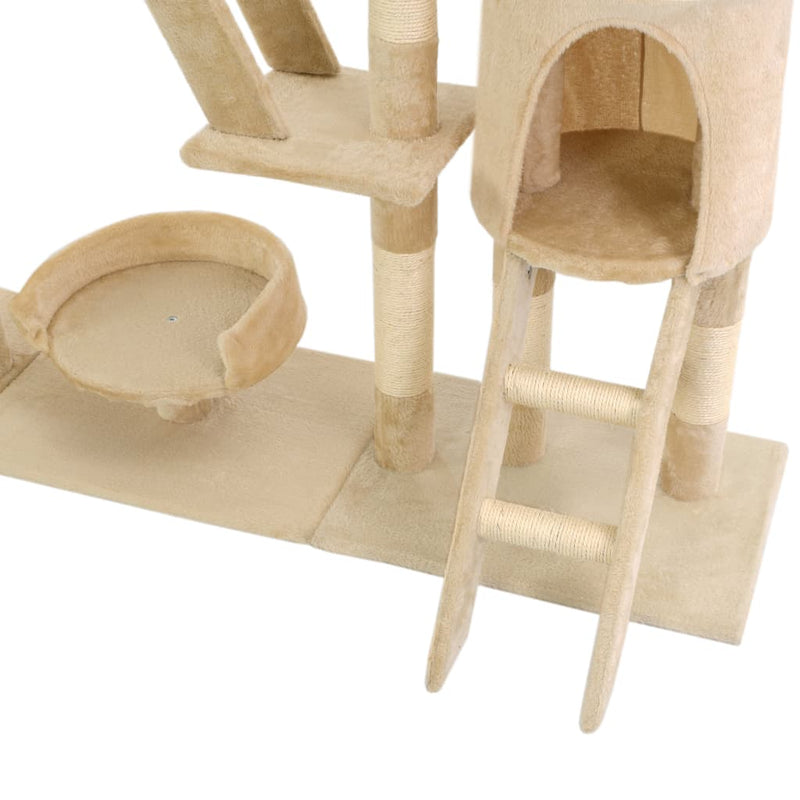 vidaXL Cat Tree with Sisal Scratching Posts 230-250 cm Beige