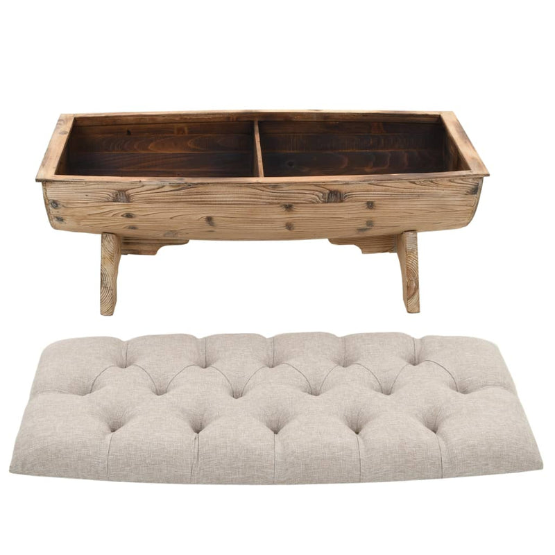 vidaXL Storage Bench 103x51x44 cm Solid Wood and Fabric