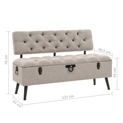 vidaXL Storage Bench with Backrest 121x53x78 cm Fabric