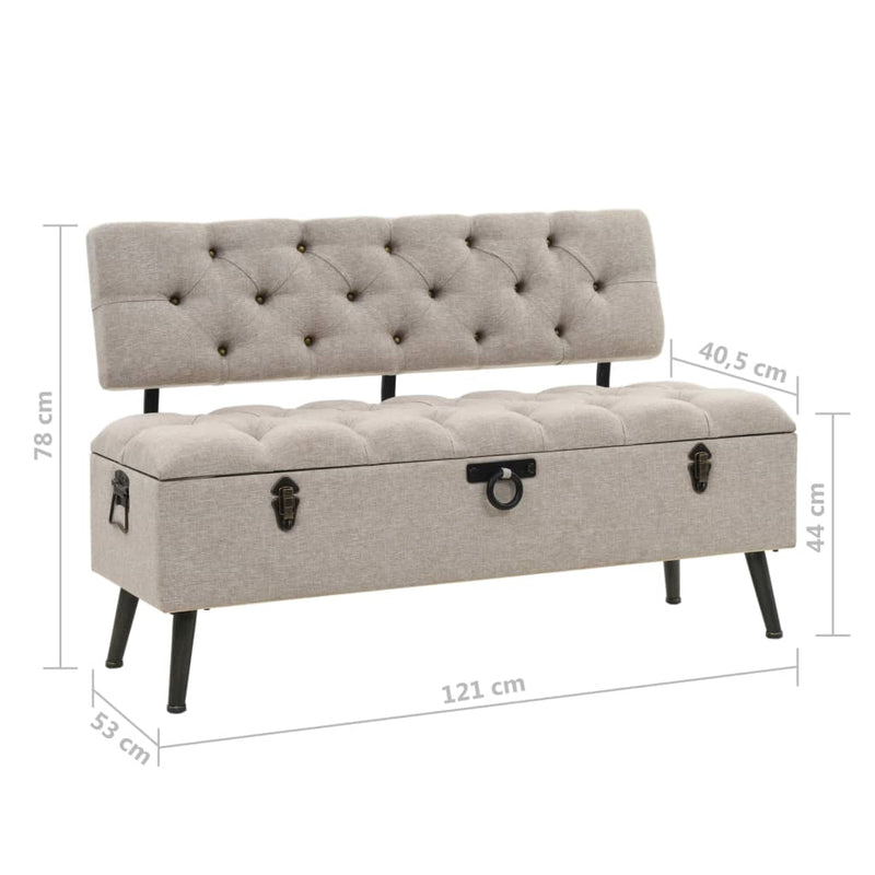vidaXL Storage Bench with Backrest 121x53x78 cm Fabric