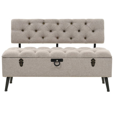 vidaXL Storage Bench with Backrest 121x53x78 cm Fabric