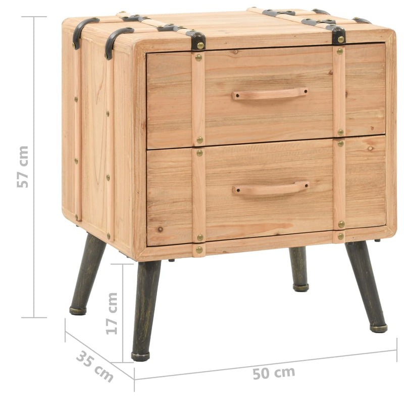 vidaXL Bedside Cabinet Solid Fir Wood 50x35x57 cm