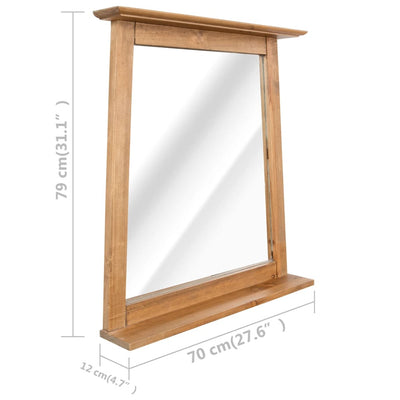 vidaXL Bathroom Mirror Solid Pinewood 70x12x79 cm