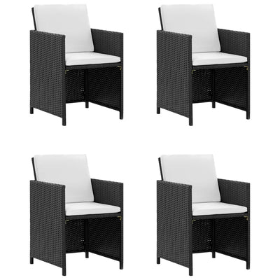 vidaXL 5 Piece Outdoor Dining Set with Cushions Poly Rattan Black