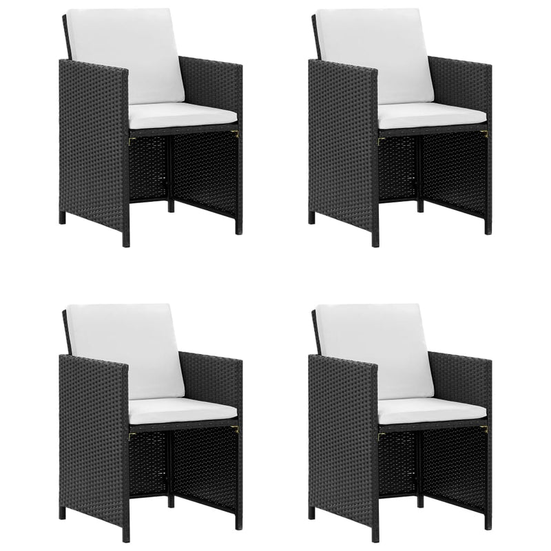 vidaXL 5 Piece Outdoor Dining Set with Cushions Poly Rattan Black