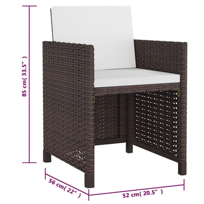 vidaXL 5 Piece Outdoor Dining Set with Cushions Poly Rattan Black