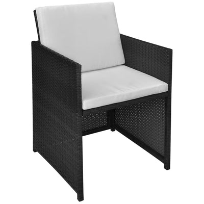 vidaXL 3 Piece Bistro Set Poly Rattan and Acacia Wood Black