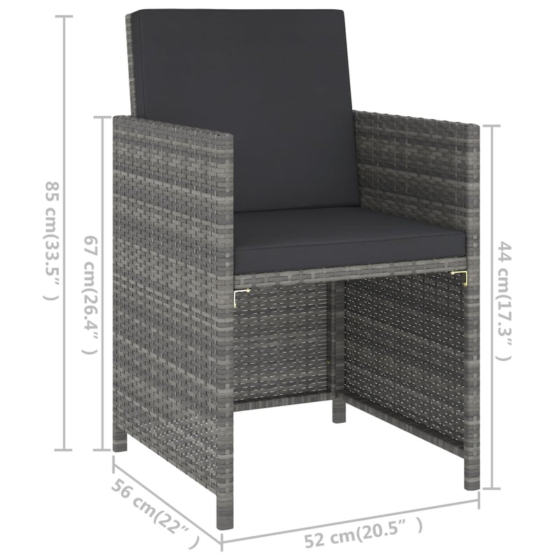 vidaXL 6 Piece Outdoor Dining Set with Cushions Poly Rattan Black