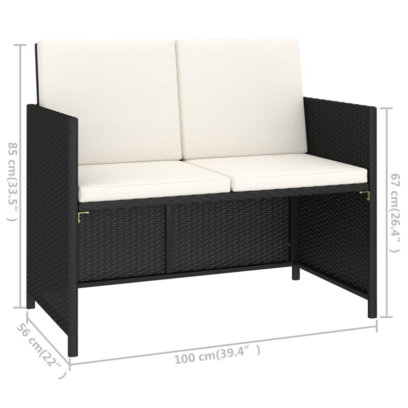 vidaXL 6 Piece Outdoor Dining Set Black Poly Rattan Acacia Wood