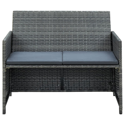vidaXL 2 Seater Garden Sofa with Cushions Black Poly Rattan
