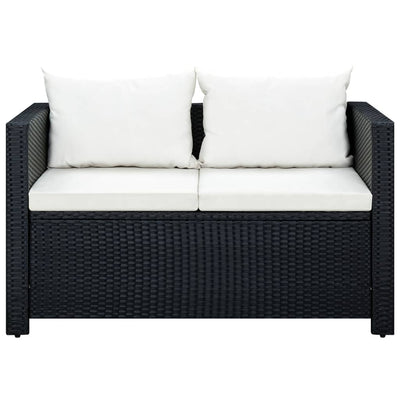 vidaXL 3 Piece Garden Lounge Set with Cushions Poly Rattan Black