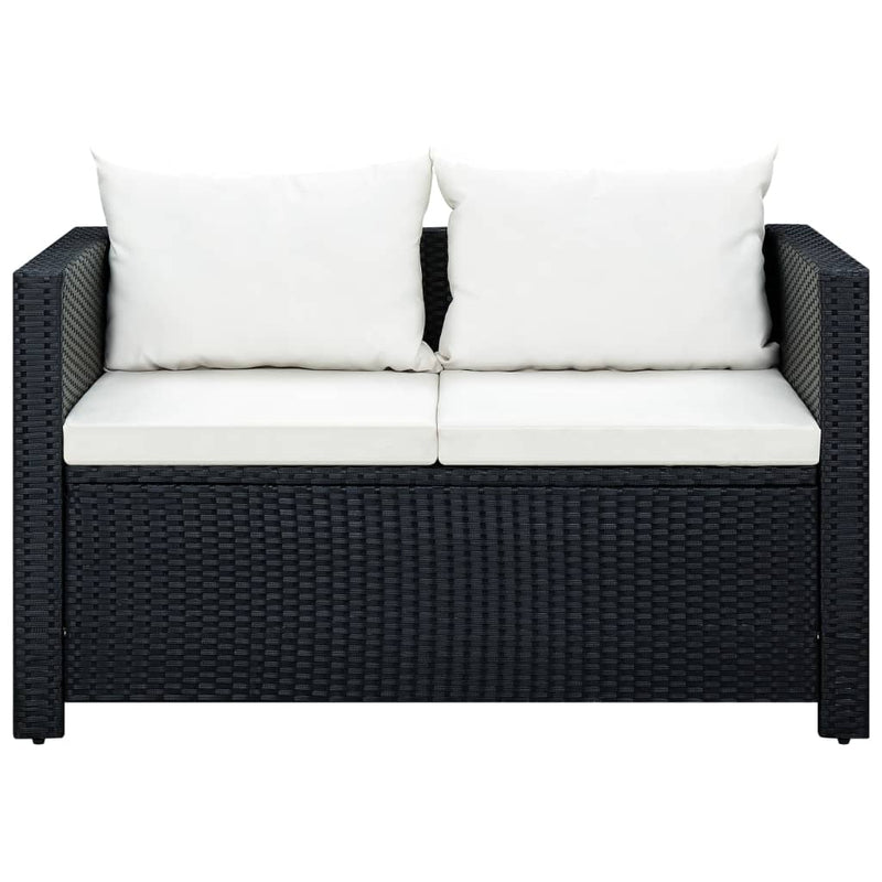 vidaXL 3 Piece Garden Lounge Set with Cushions Poly Rattan Black