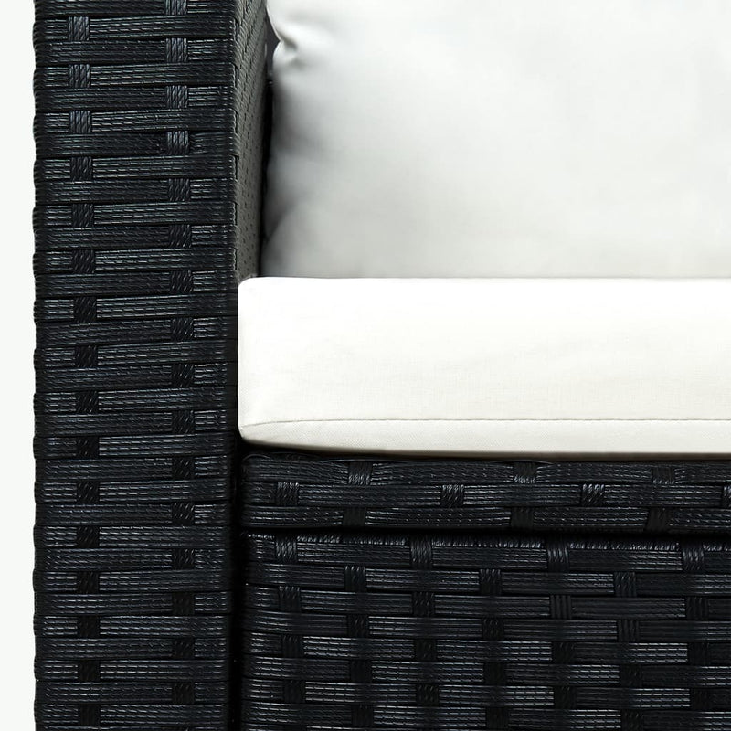 vidaXL 3 Piece Garden Lounge Set with Cushions Poly Rattan Black