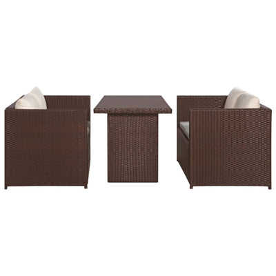 vidaXL 3 Piece Garden Lounge Set with Cushions Poly Rattan Black