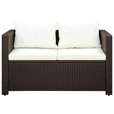 vidaXL 3 Piece Garden Lounge Set with Cushions Poly Rattan Black