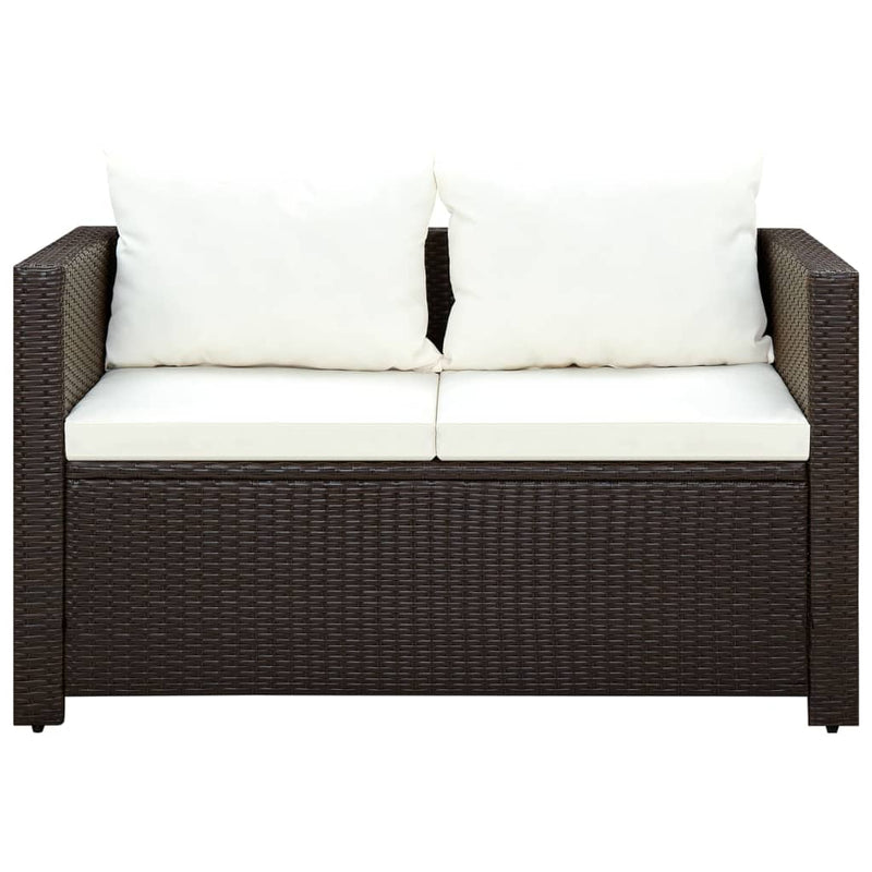 vidaXL 3 Piece Garden Lounge Set with Cushions Poly Rattan Black