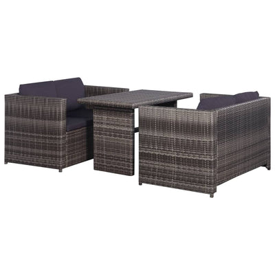 vidaXL 3 Piece Garden Lounge Set with Cushions Poly Rattan Black