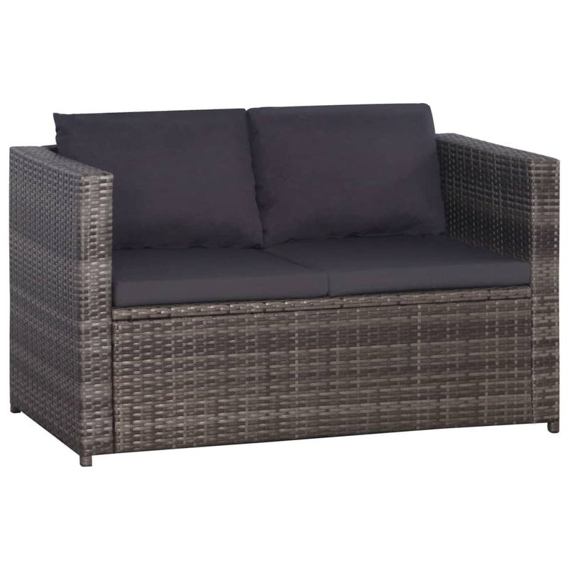 vidaXL 3 Piece Garden Lounge Set with Cushions Poly Rattan Black