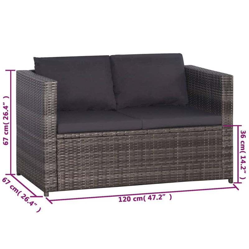 vidaXL 3 Piece Garden Lounge Set with Cushions Poly Rattan Black