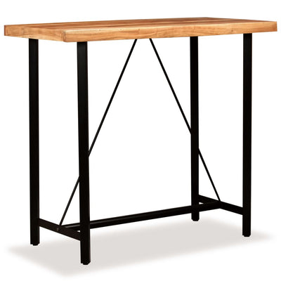vidaXL Bar Set 5 Pieces Solid Wood Acacia. Genuine Leather & Canvas