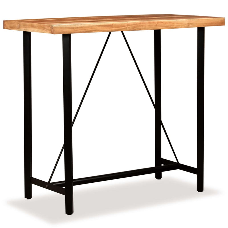 vidaXL Bar Set 5 Pieces Solid Wood Acacia. Genuine Leather & Canvas