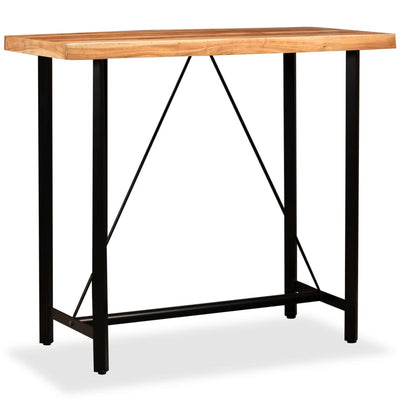 vidaXL Bar Set 5 Pieces Solid Wood Acacia. Genuine Leather & Canvas