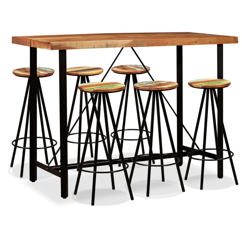 vidaXL Bar Set 7 Pieces Solid Acacia and Wood Reclaimed