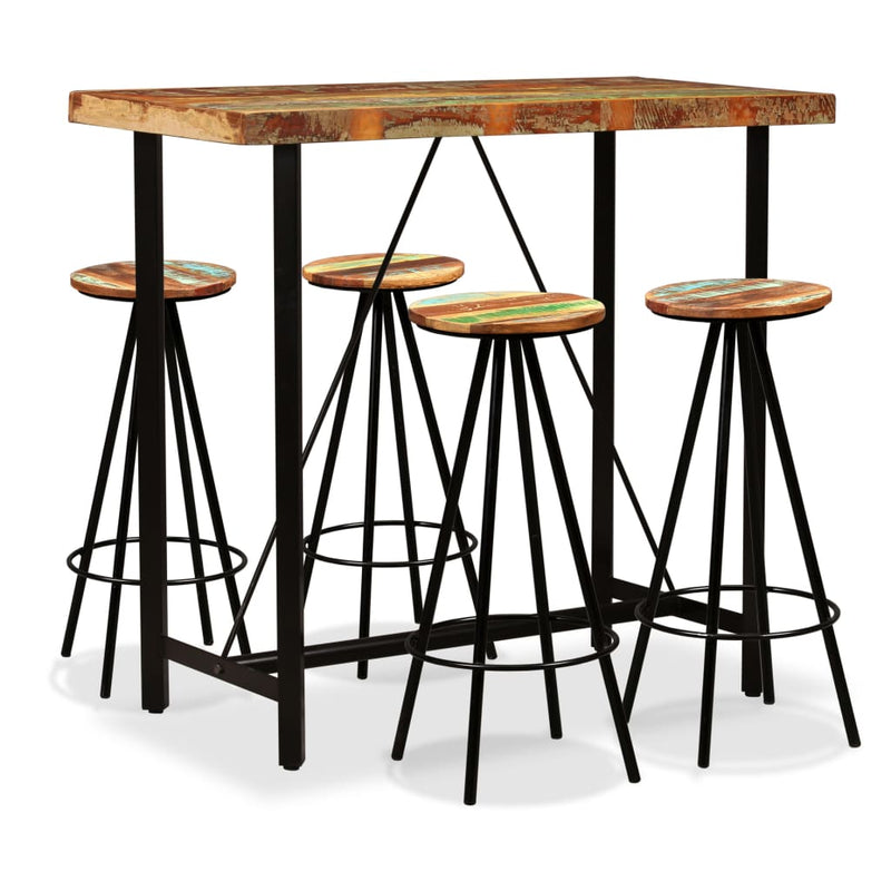 vidaXL Bar Set 5 Pieces Solid Wood Reclaimed