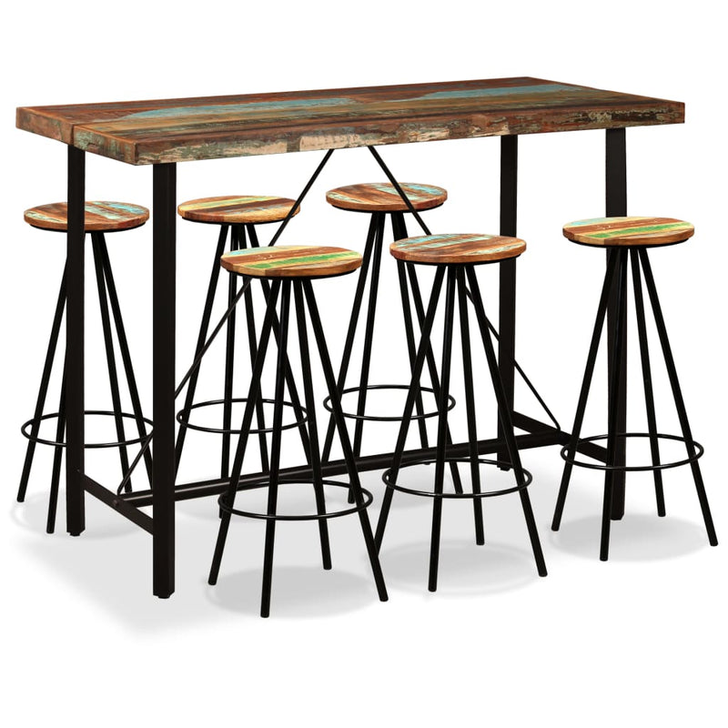vidaXL Bar Set 7 Pieces Solid Wood Reclaimed