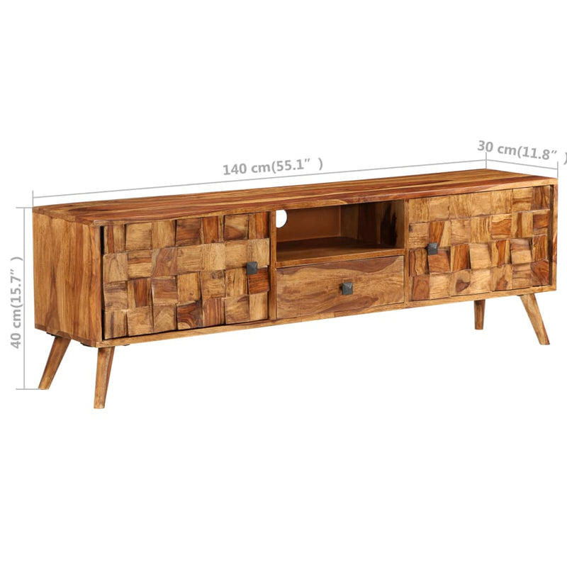 vidaXL TV Cabinet Solid Sheesham Wood with Honey Finish 140x30x40 cm