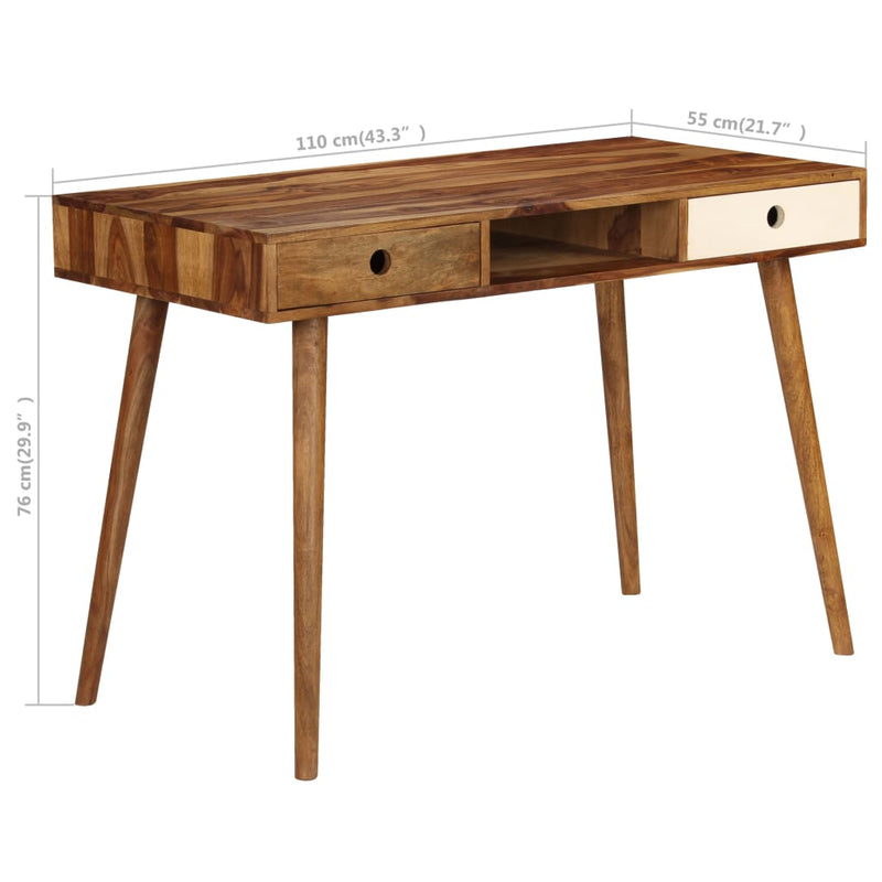 vidaXL Writing Desk 110x55x76 cm Solid Sheesham Wood