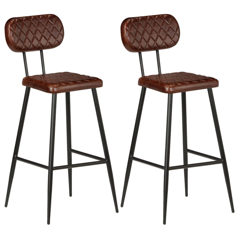 vidaXL Bar Chairs 2 pcs Brown Real Leather