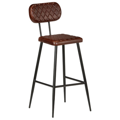 vidaXL Bar Chairs 2 pcs Brown Real Leather