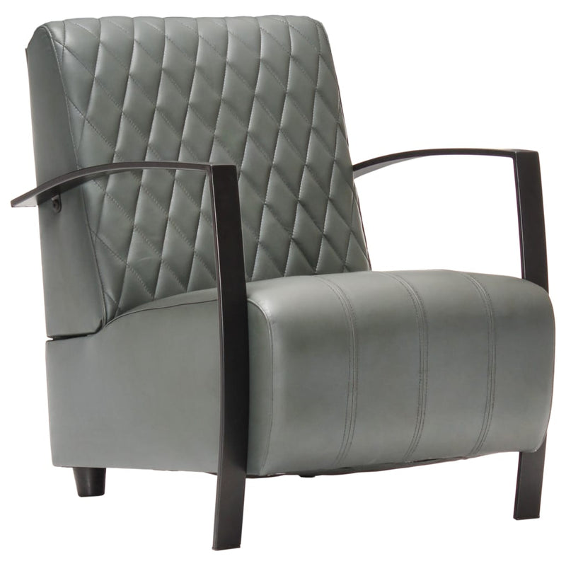 vidaXL Armchair Grey Real Leather