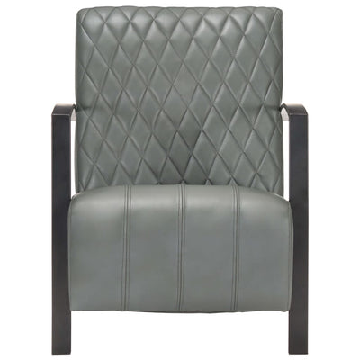 vidaXL Armchair Grey Real Leather