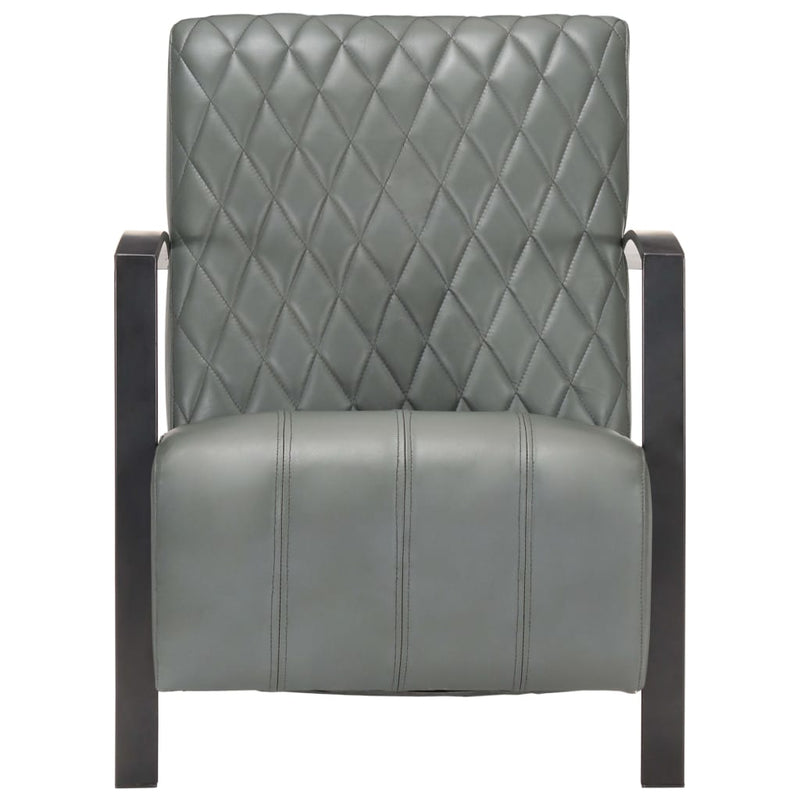vidaXL Armchair Grey Real Leather