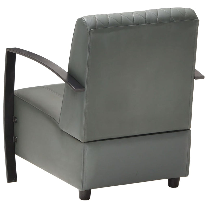 vidaXL Armchair Grey Real Leather