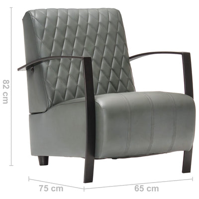 vidaXL Armchair Grey Real Leather