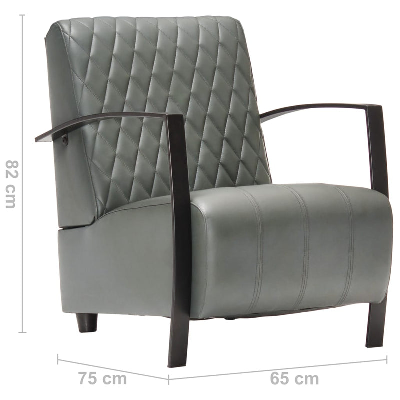 vidaXL Armchair Grey Real Leather