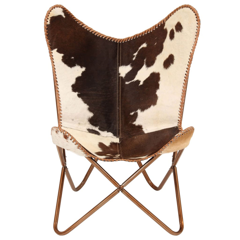 vidaXL Butterfly Chair Black and White Genuine Goat Leather